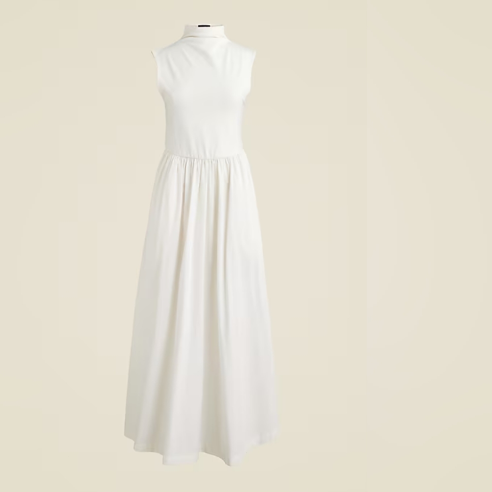 J.Crew, Fitted knit mockneck dress with poplin skirt, size M